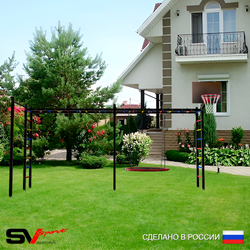 Уличная шведская стенка Sv Sport рукоход х 2 с комплектом турник прямой У50222К (Гнездо 80см/Щит баскет)