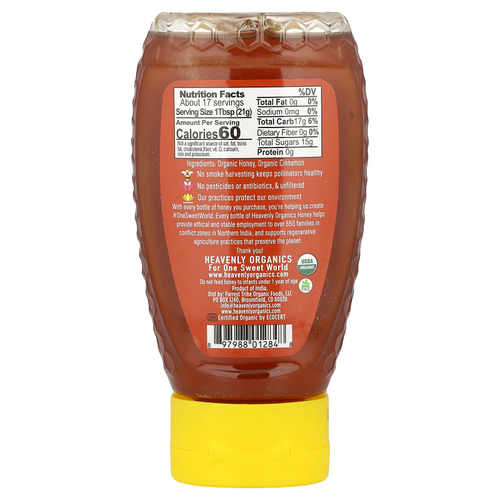 Heavenly Organics, 100% органический мед с корицей, 340 г (12 унций)