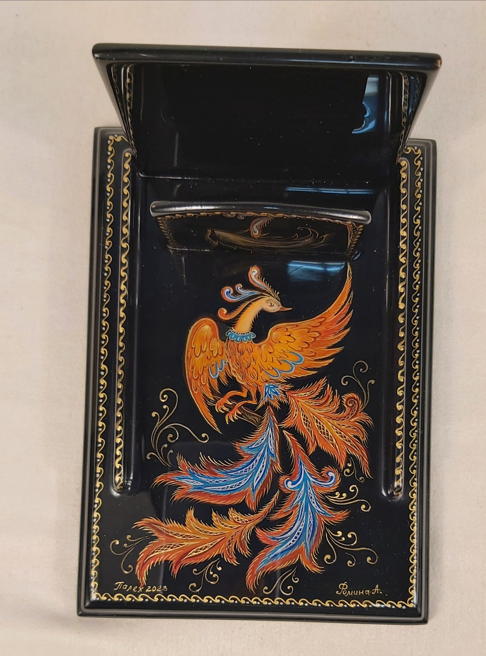 Подставка для блока для записей  ручной росписью Палех "Жар-птица"