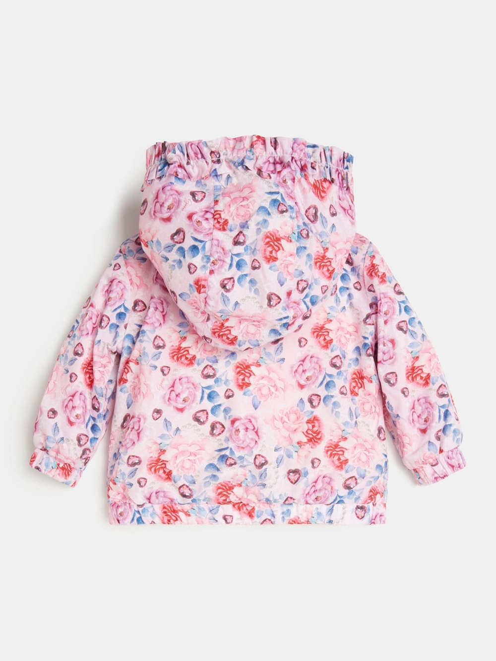 Ветровка с капюшоном GUESS Розовый/Принт: разноцветные цветы, бусы, драгоценные камни (Девочка)