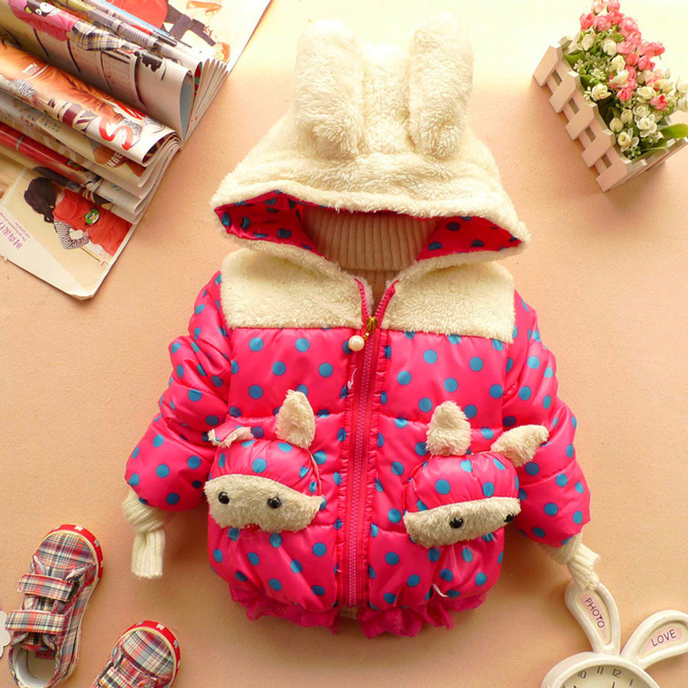 Куртка детская с карманами-зайцами и ушами на капюшоне