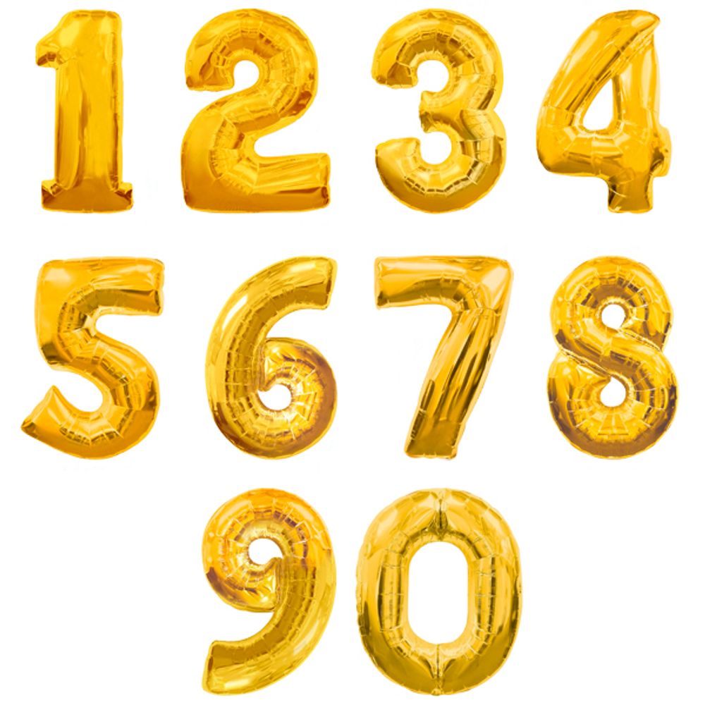 Шар (40''/102 см) Цифра, 8, Золото, 1 шт. в уп.