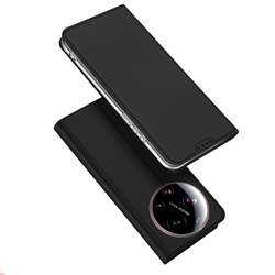 Чехол книжка черного цвета из кожи для Xiaomi 17 Ultra, серия Skin Pro Series от Dux Ducis