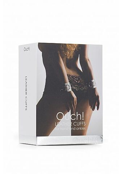 Белые наручники из кожи с заклёпками (Цвет: белый)