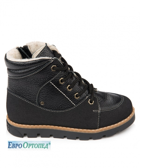 23016 Ботинки детские мех кожа р.31 Стокгольм черный