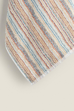 ZARA HOME ПОЛОСАТОЕ КУХОННОЕ ПОЛОТЕНЦЕ ИЗ МАХРОВОЙ ТКАНИ, ГОЛУБОВАТЫЙ