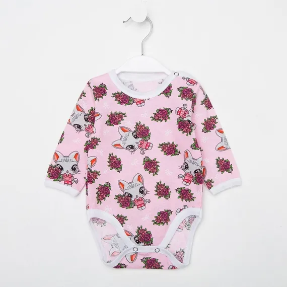 Боди детское, цвет розовый/кошечки, рост 62 см