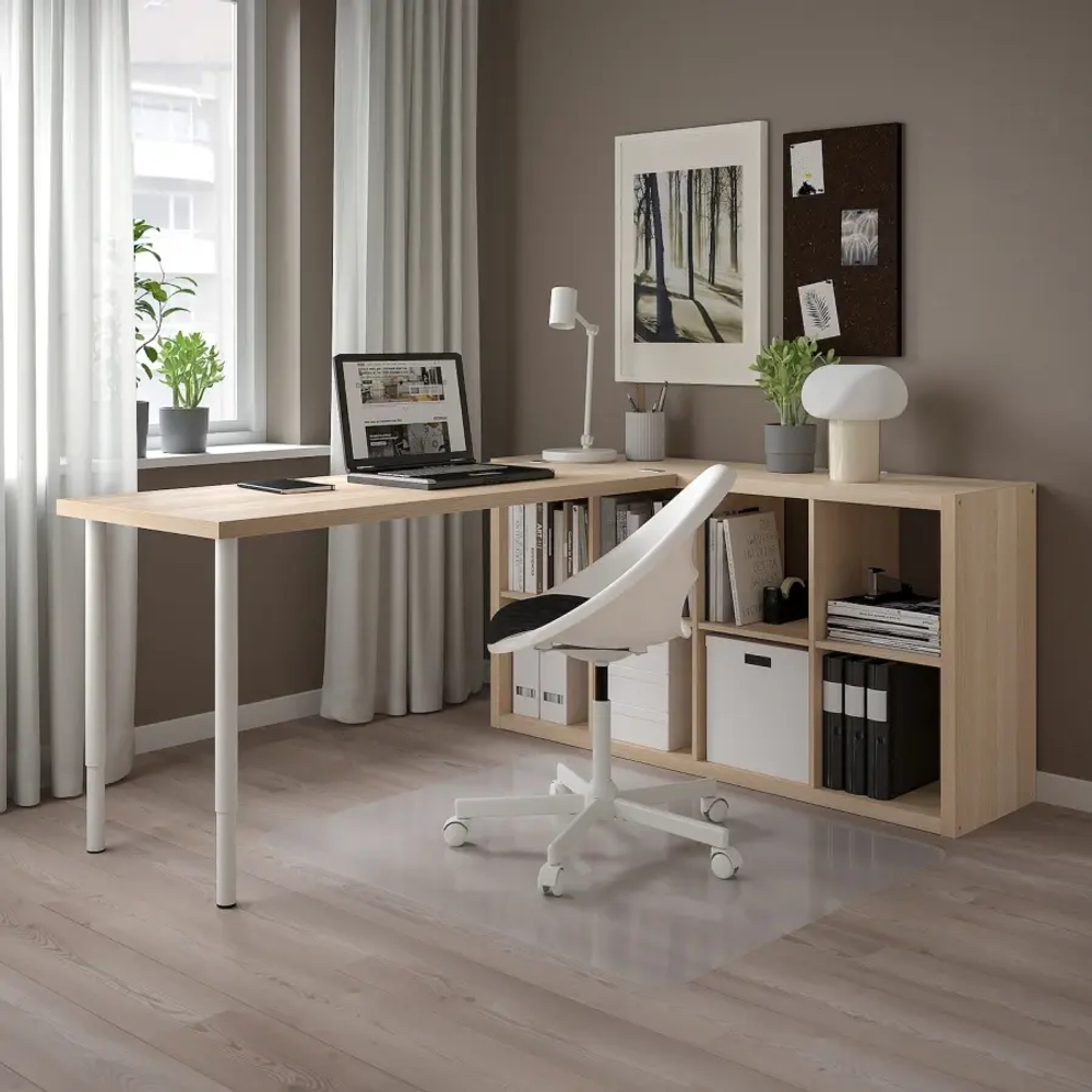 Письменный стол и стеллаж - IKEA KALLAX/LAGKAPTEN/КАЛЛАКС/ЛАГКАПТЕН ИКЕА, 140х60 см, 76.5х39х146.5 см, под беленый дуб/белый