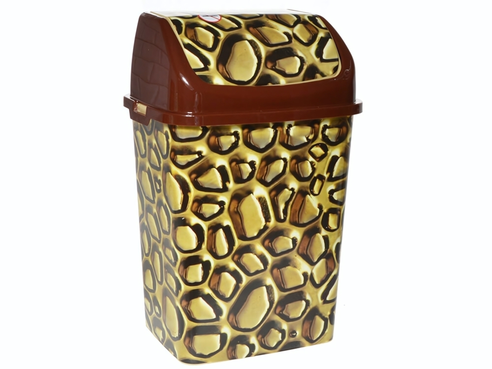 Ведро для мусора 8л "Золото" бежевый/темно-коричневый