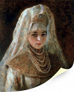 Картина для интерьера Девушка в боярской одежде, художник Маковский Константин Егорович, печать на холсте Настене.рф
