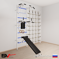 Шведская стенка Sv Sport 5810 (Турник стандарт/Брусья/Скамья/Кольца/Канатный лаз)
