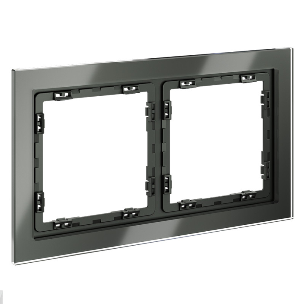 Рамка стеклянная VOLTUM S70 на 2 поста, (титан, стекло)