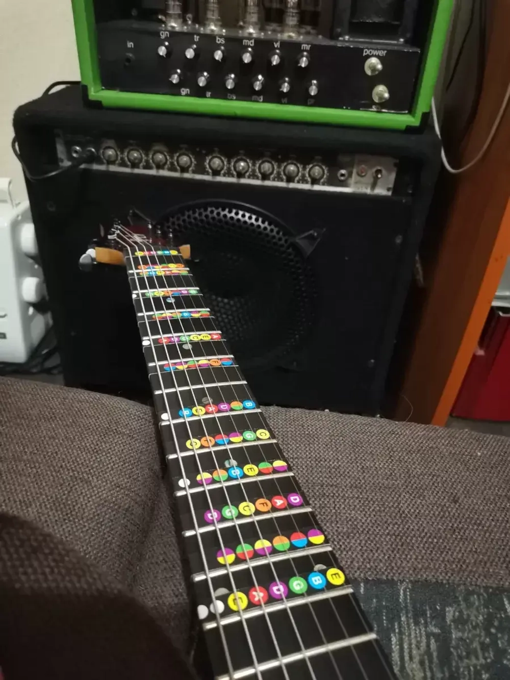 Наклейки подсказки на гриф гитары, стикеры аккорды ноты