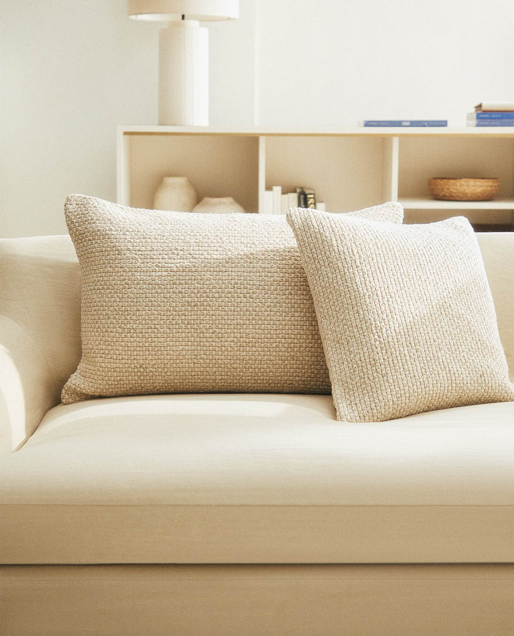 ZARA HOME ПЛЕТЕНЫЙ ЧЕХОЛ ДЛЯ ДЕКОРАТИВНОЙ ПОДУШКИ , СВЕТЛО-БЕЖЕВЫЙ