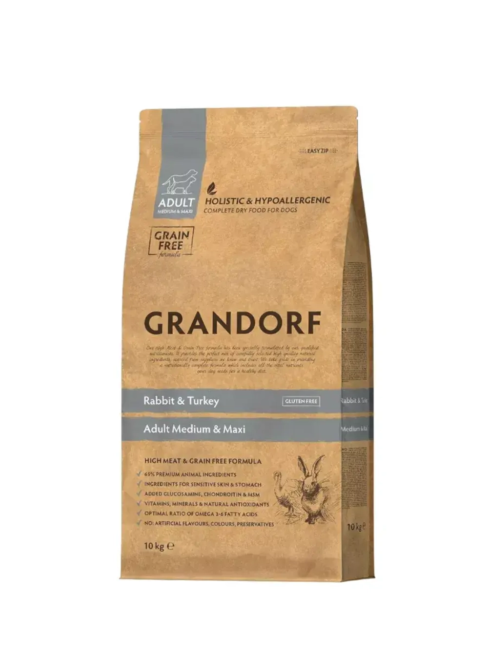 Grandorf (Грандорф) корм сухой беззерновой для собак кролик и индейка 10 кг