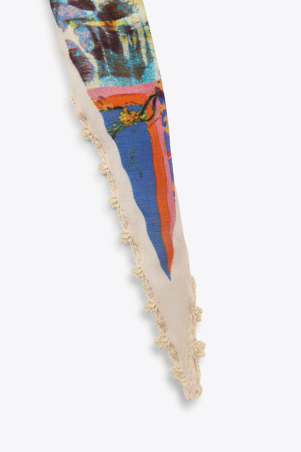 ZARA БАНДАНА С ПРИНТОМ И КРУЖЕВОМ, СИНИЙ