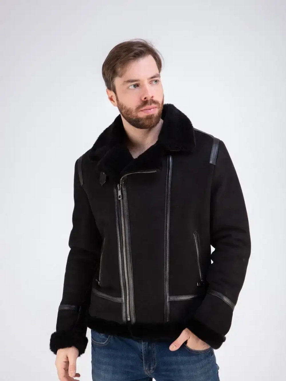 Дубленка мужская натуральная авиатор зимняя Турция