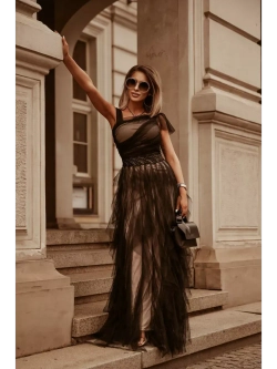 красивое черное макси платье из тюля + plus size