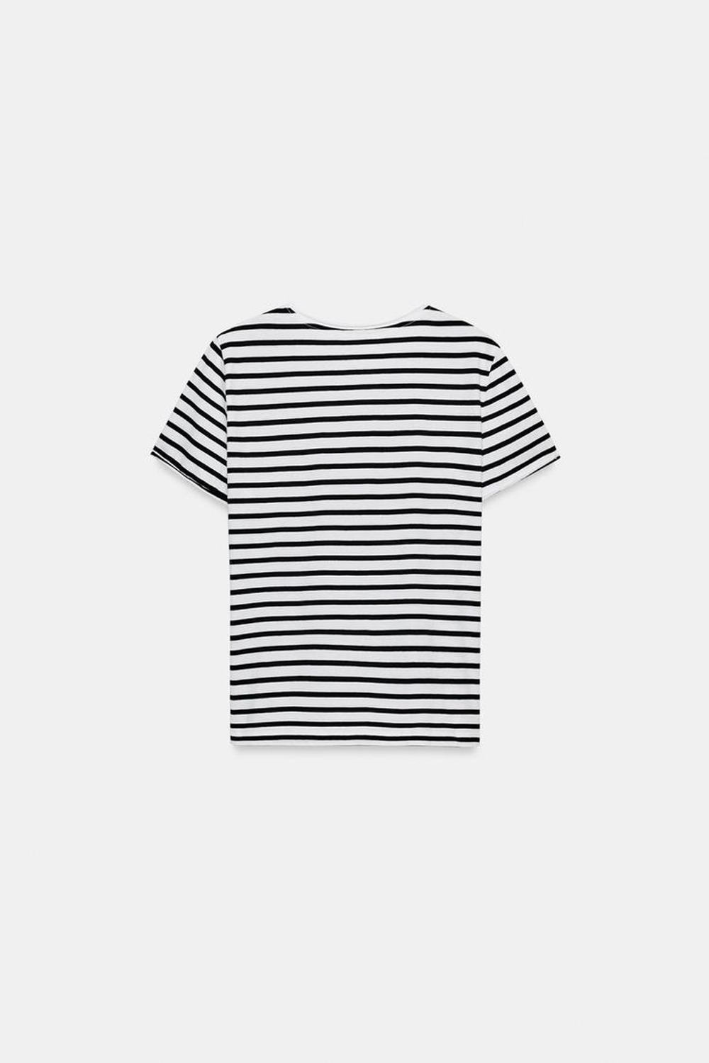ZARA ФУТБОЛКА С КОРОТКИМИ РУКАВАМИ И ЭФФЕКТОМ ПОТЕРТОСТИ, ПОЛОСКИ