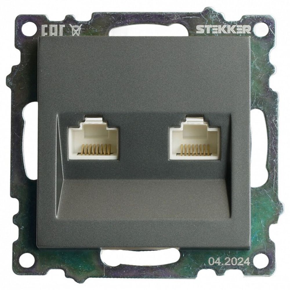 Розетка двойная Ethernet RJ-45 без рамки Stekker Катрин 50008