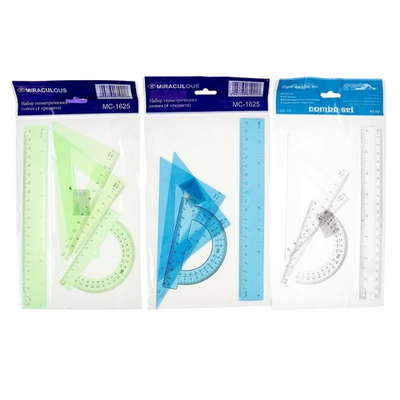 Набор геометрический, 4 предм., пластик, ассорти