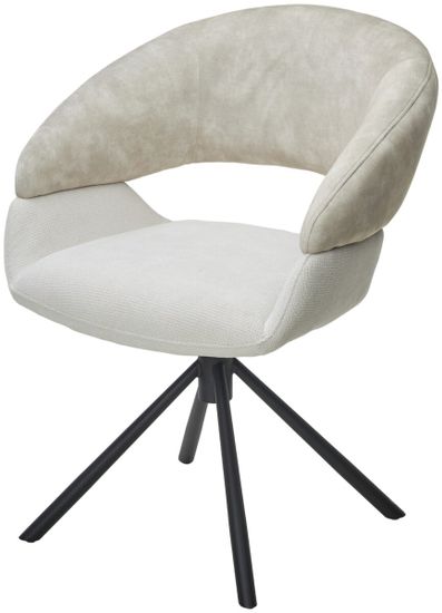 Стул EMBER 360 град. поворот. 7525-01 Бежевый, велюр/ ENJOY-100 Белый, ткань/ Черный