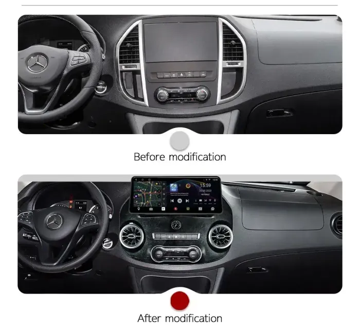 Магнитола для Mercedes-Benz Vito 2014-2023 - Redpower 85668XLB монитор 12.3" QLED в стиле BMW, Android 14, Быстрейшая, CarPlay, 4G SIM-слот