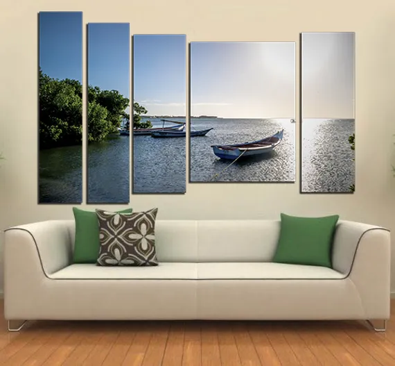 Модульная картина "Лодка у причала"