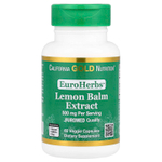 California Gold Nutrition, EuroHerbs™, экстракт мелиссы лекарственной, качество Euromed, 500 мг, 60 растительных капсул