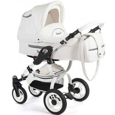 Детская коляска-люлька Reindeer City Lily люлька+автокресло, эко-кожа (Белый)
