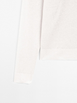 Massimo Dutti Свитер из 100% льна с V-образным вырезом, цвет слоновой кости