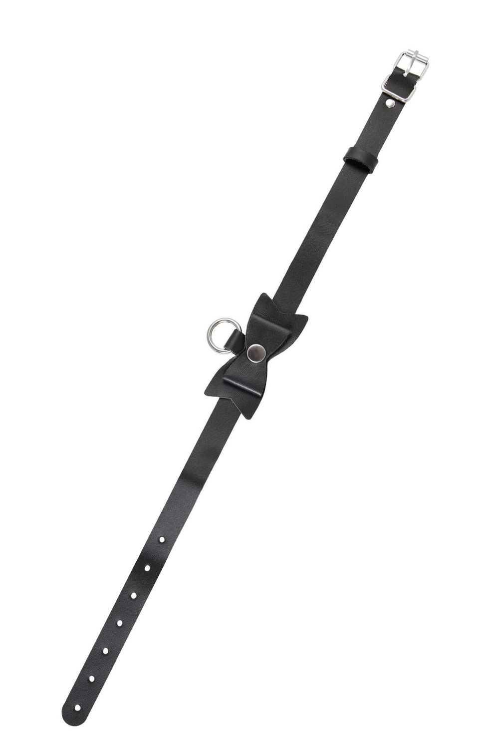 Черный чокер-ошейник с бабочкой и колечком