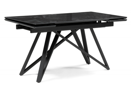 Стол стеклянный Woodville Вилсон 140(200)х80 черный мрамор, черный, ножки черные