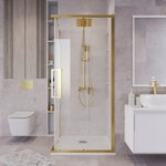 Душевое ограждение Grossman Cosmo 300.K33.02.1010.32.00 (100х100х195) квадрат,раздвижная,золото сатин,стекло прозрачное, 1 место