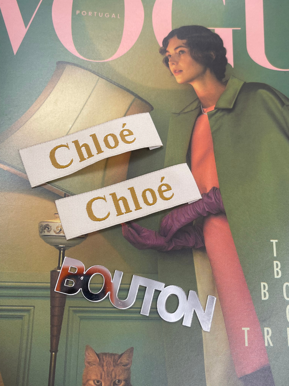 Бирка Клоэ (Хло) бежевая маленькая 59х17 мм