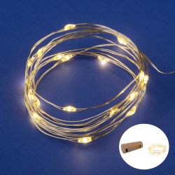 ULD-S0200-020-SСR-3LR WARM WHITE IP20 WINESTOPPER Гирлянда светодиодная Роса с пробкой на батарейках 3xLR44в-к. 2м. 20 светодиодов. Теплый белый свет. Провод медный. TM Uniel