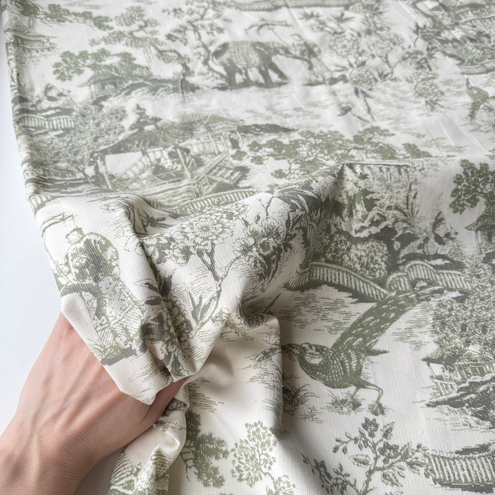 Микровельвет 100% хлопок Китайская церемония (зелёный)