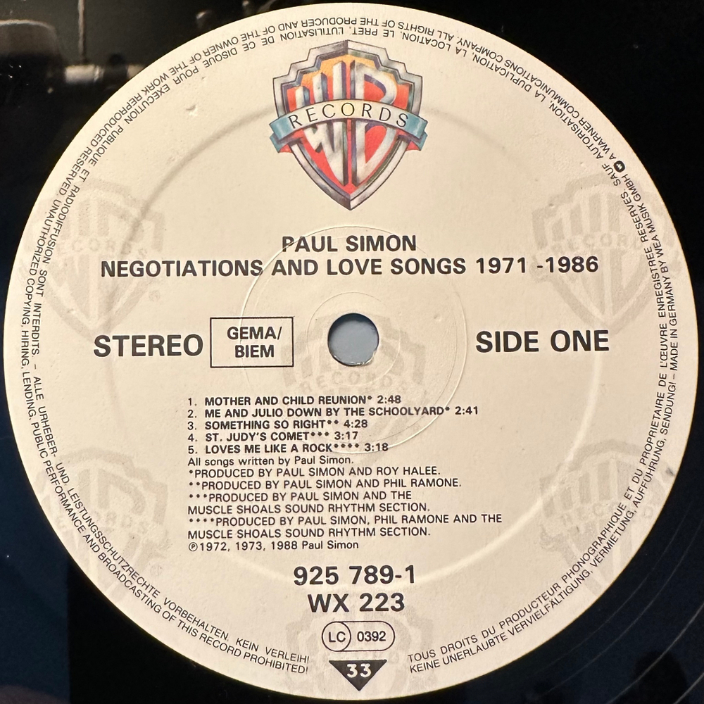 Paul Simon - Negotiations And Love Songs (1971-1986) 2LP (Германия 1988г.)