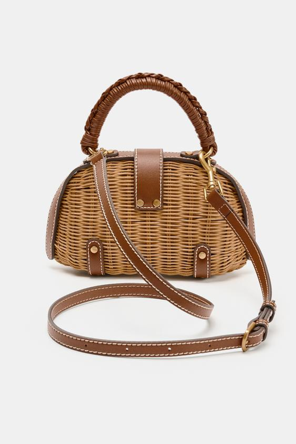 ZARA ЖЕСТКАЯ МИНИ-СУМКА С ПЛЕЧЕВЫМ РЕМНЕМ, РЫЖЕВАТО-КОРИЧНЕВЫЙ