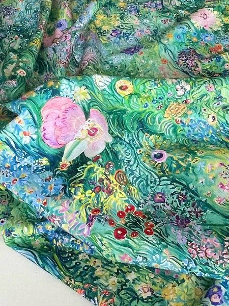 ЦВЕТОЧНЫЙ ПОТОК, ЗЕЛЕНЫЙ - 100% ХЛОПОК 2