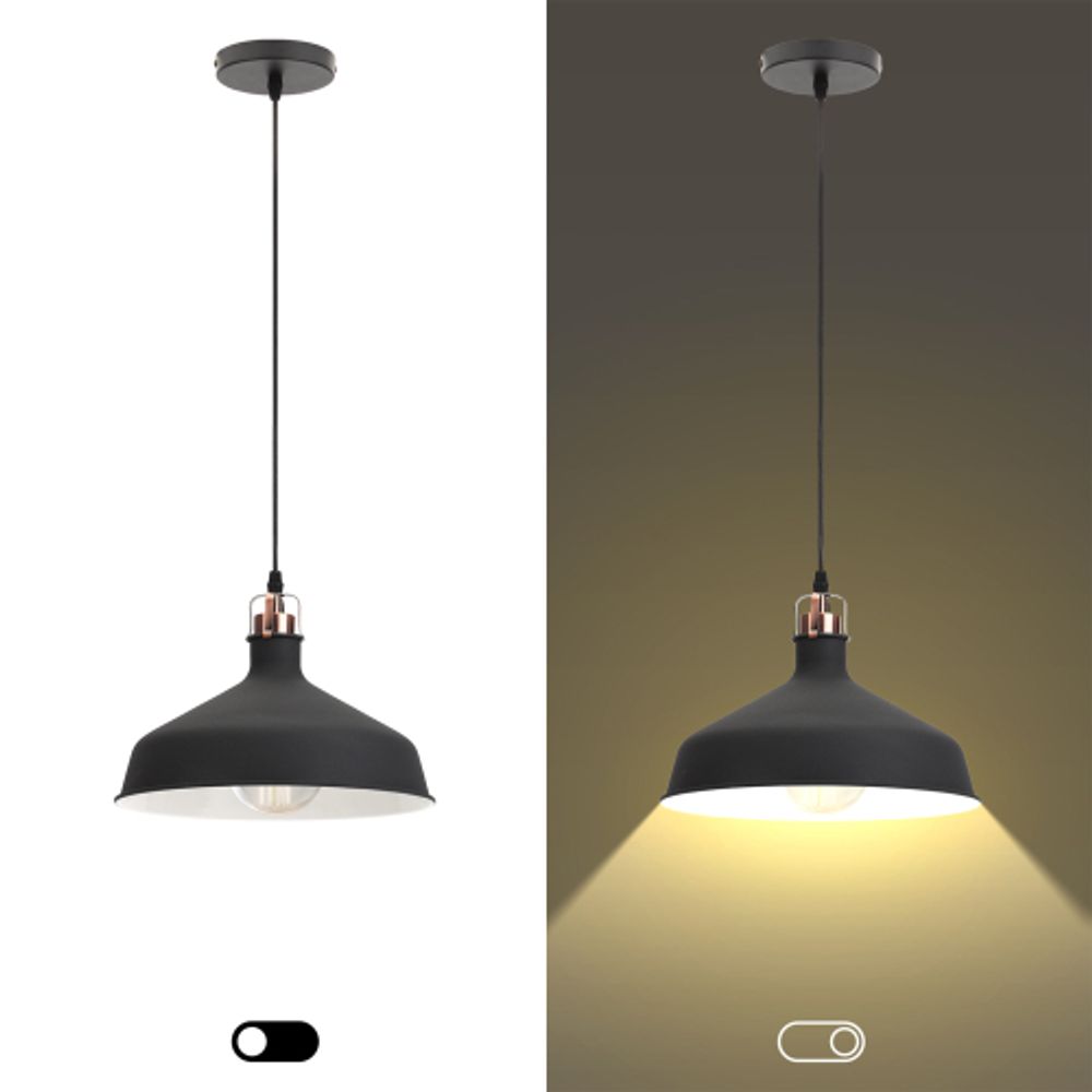 Светильник подвесной ЭРА PL2 BK/RC под лампу E27 высота плафона 200мм подвеса 780мм черный/медь