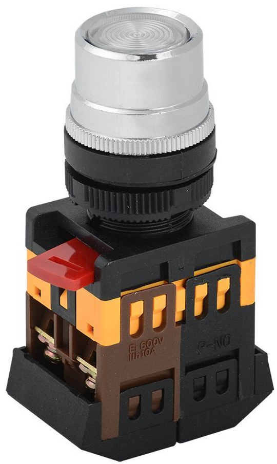 Кнопка ABLF-22 прозрачный d=22мм неон/240В 1з+1р IEK