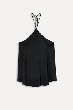 ZARA ТОП СО СТРУЯЩИМСЯ БЮСТГАЛЬТЕРОМ КУПРО — 50TH ANNIVERSARY, ЧЕРНЫЙ