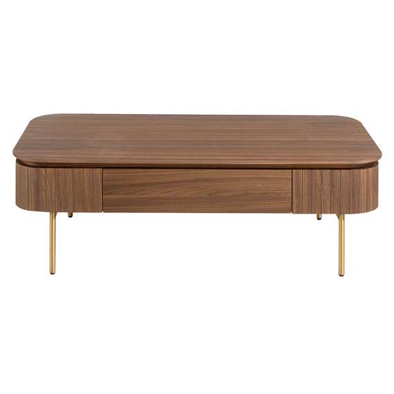 Журнальный столик 2108/413A из орехового дерева и золотистой стали