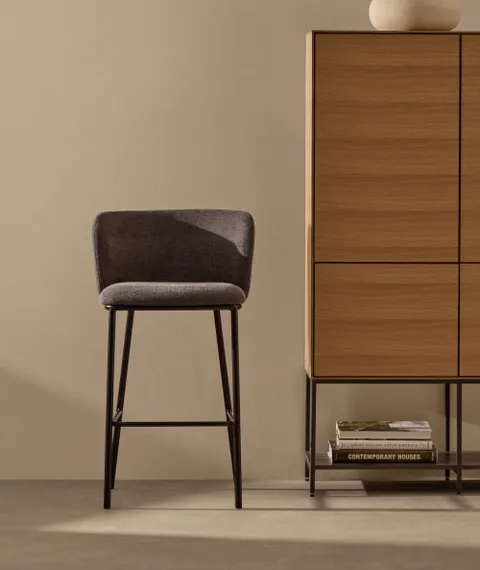 Полубарный стул Ciselia 65 см, темно-серый шенилл