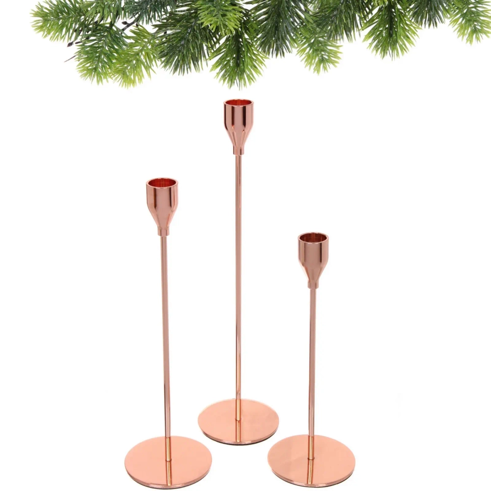Подсвечники «SUNSHINE» 23 /28/32 см (набор 3 шт), Розовое золото