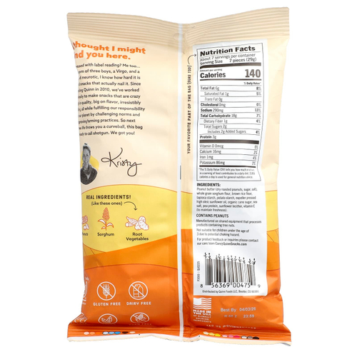 Quinn Snacks, крендели с начинкой, с арахисовой пастой, 198 г (7 унций)