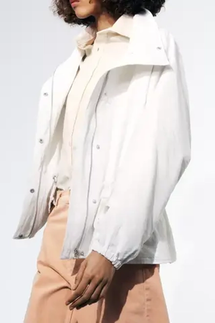 ZARA КУРТКА ОВЕРСАЙЗ С КАРМАНАМИ — ZW COLLECTION, ЖЕЛТОВАТО-БЕЛЫЙ