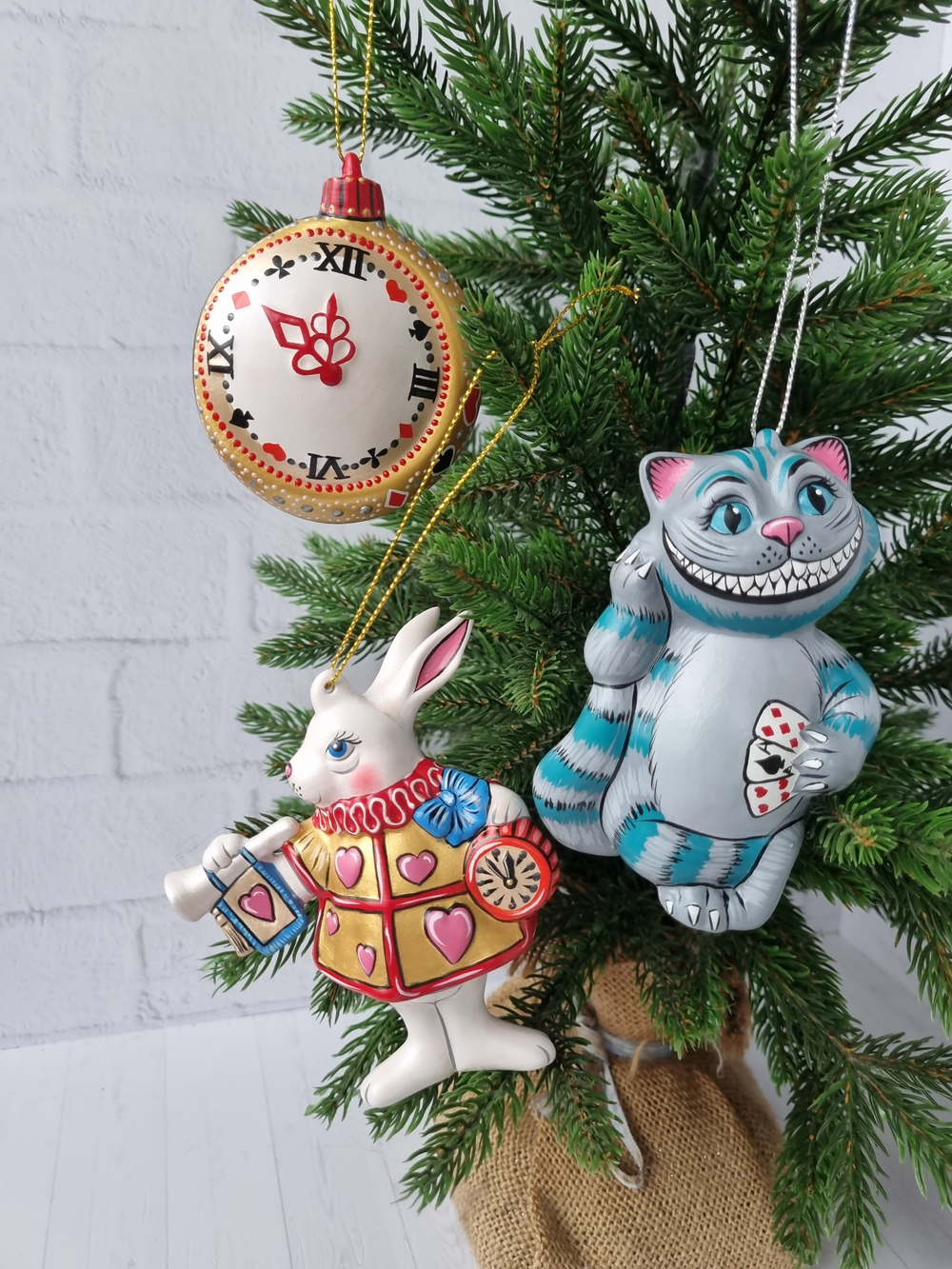 Набор игрушек чеширский кот, часы и кролик из Алисы