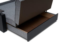 Диван-кровать Сантана, рогожка/экокожа, серый/чёрный, аккордеон